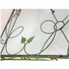 Image 4 : A GREEN-PAINTED METAL AND GLASS-TOPPED KITCHEN/GARDEN TABLE. 30" h x 48" l x 30 1/4" d.