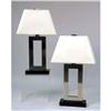 Image 1 : A PAIR OF CONTEMPORARY ALUMINUM AND BLACK STEEL TABLE LAMPS