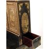 Image 4 : A CHINESE BLACK LACQUER AND PARCEL-GILT SEWING CHEST ON TABLE STAND
