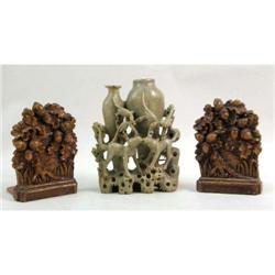 A CARVED HARDSTONE VASE