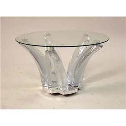 A MACHINED ALUMINUM AND MOLDED GLASS BACCARAT LOW TABLE