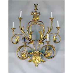 A NEOCLASSICAL STYLE CARVED GILTWOOD SIX LIGHT WALL SCONCE