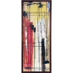 A FRAMED ABSTRACT ACRYLIC ON PAPER