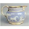 Image 2 : A LAVENDER AND CREAM DECORATED PARCEL GILT HUNTING SCENE EMBOSSED CERAMIC PITCHER