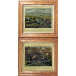 TWO FRAMED POLYCHROME ENGRAVINGS
