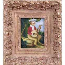 A FRAMED OIL ON CANVAS