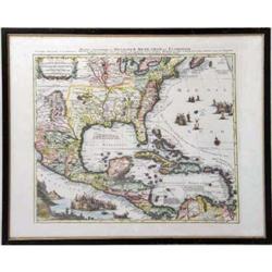 A FRAMED COPY OF AN 18TH CENTURY MAP OF MEXICO AND FLORIDA