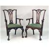 Image 1 : A PAIR OF QUEEN ANNE-STYLE MAHOGANY ARMCHAIRS