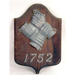 A "FIRE MARK" INSURANCE WALL PLAQUE