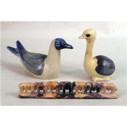 A GROUP OF THREE CERAMIC ANIMAL FIGURES