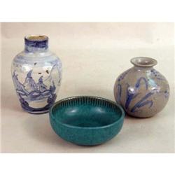 THREE EARTHENWARE TABLE ARTICLES