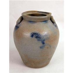 A COBALT-DECORATED AND GLAZED STONEWARE CROCK