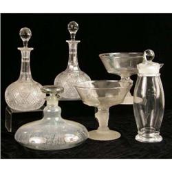 A GROUP OF COLORLESS GLASS TABLE ARTICLES