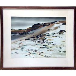 A FRAMED GOUACHE ON PAPER