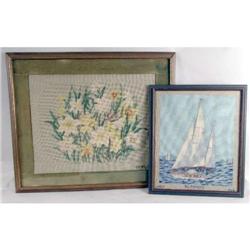 TWO FRAMED NEEDLEPOINTS