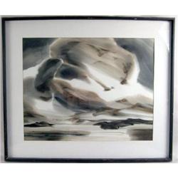 A FRAMED GOUACHE ON PAPER