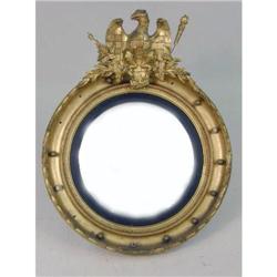 A CLASSICAL-STYLE EAGLE-DECORATED GILTWOOD CONVEX MIRROR