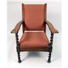 Image 4 : A QUARTER-SAWN OAK UPHOLSTERED ARMCHAIR
