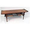 Image 1 : A DANISH MODERN MAHOGANY, WALNUT AND RATTAN LOW TABLE