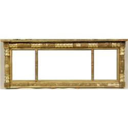 A GILDED AND GOLD-PAINTED HORIZONTAL TRIPARTATE PIER MIRROR