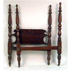 A PAIR OF LATE FEDERAL TURNED MAHOGANY BEDSTEADS