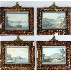A SET OF FOUR NEAPOLITAN SCHOOL FRAMED WATERCOLORS