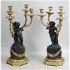 Image 1 : A PAIR OF GILT-BRONZE AND EBONIZED CLASSICAL-THEMED CANDELABRA