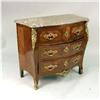 Image 1 : A LOUIS XV BOMBE FRONT MARBLE TOP SATINWOOD CHEST OF DRAWERS
