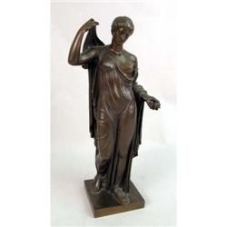 A CLASSICAL-STYLE CAST BRONZE SCULPTURE OF A WOMAN HOLDING AN APPLE