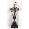 Image 1 : A PATINATED METAL AND HARDSTONE FOUR-ARM CANDELABRA