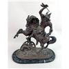 Image 1 : A BRONZE-PATINATED WHITE-METAL SCULPTURE OF A GERMANIC WARRIOR ON HORSEBACK