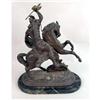 Image 4 : A BRONZE-PATINATED WHITE-METAL SCULPTURE OF A GERMANIC WARRIOR ON HORSEBACK
