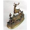 Image 2 : A GILDED WHITE-METAL FIGURAL SCULPTURE DEPICTING A MAJESTIC STAG AND HIS MATE IN A WOODLAND SETTING