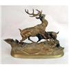 Image 4 : A GILDED WHITE-METAL FIGURAL SCULPTURE DEPICTING A MAJESTIC STAG AND HIS MATE IN A WOODLAND SETTING