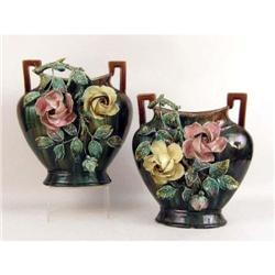 A PAIR OF POLYCHROME-DECORATED VASES