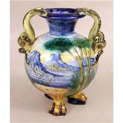 A CERAMIC POLYCHROME-DECORATED ITALIAN VASE