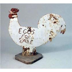 AN ANTIQUE PAINTED TIN "EGGS FOR SALE" DISPLAY SIGN