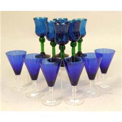 A GROUP OF TWENTY-TWO COBALT BLUE GLASSES