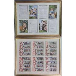 TWO FRAMED CHILDREN`S BOOK PAGES