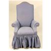 Image 5 : A BLUE COTTON-UPHOLSTERED HIGH-BACK ARMCHAIR