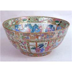 A ROSE MEDALLION PORCELAIN PUNCH BOWL