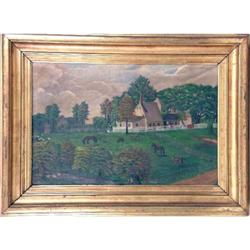 A FRAMED OIL ON CANVAS