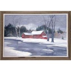 A FRAMED OIL ON CANVAS