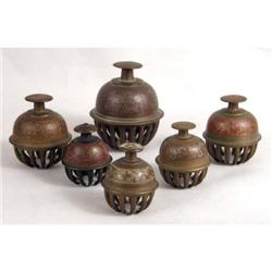 A GROUP OF SIX ELEPHANT BELLS