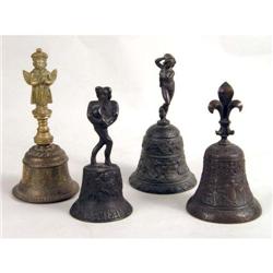 A GROUP OF THREE FIGURAL BRONZE BELLS