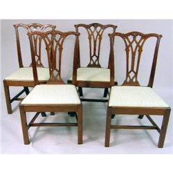 A SET OF EIGHT CUSTOM MADE REPLICA CHIPPENDALE CARVED MAHOGANY DINING CHAIRS