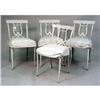 Image 1 : A SET OF FOUR-WHITE PAINTED CUT METAL LYRE BACK SIDE CHAIRS