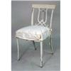 Image 2 : A SET OF FOUR-WHITE PAINTED CUT METAL LYRE BACK SIDE CHAIRS