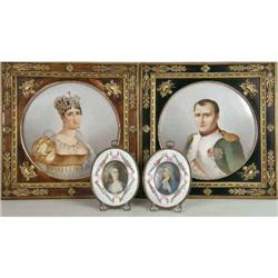 A PAIR OF HAND-PAINTED PORCELAIN KPM CIRCULAR PORTRAIT PLAQUES