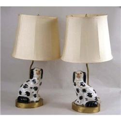 A PAIR OF STAFFORDSHIRE KING CHARLES SPANIELS